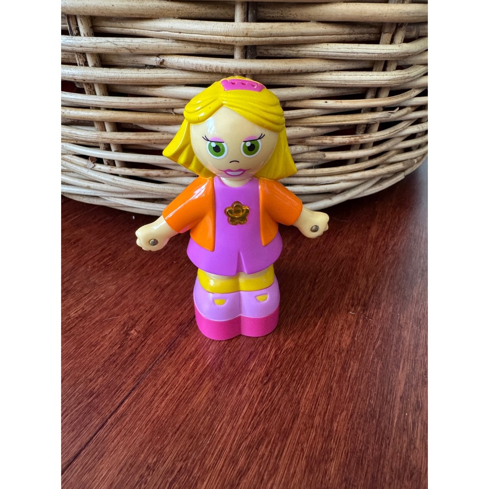 Fisher-Price Little People Blonde Girl Figure Orange Jacket Purple Shirt 3.5in